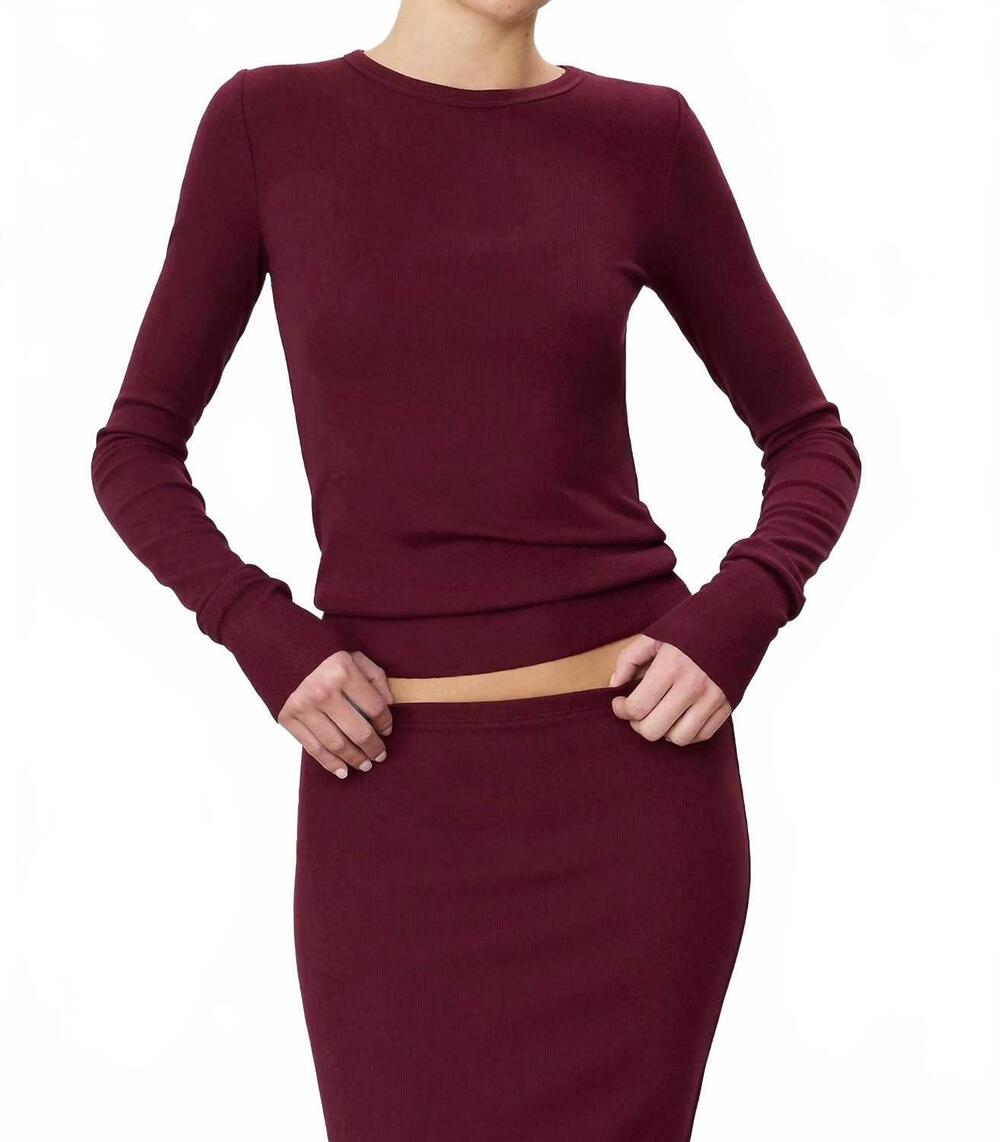 NEW ETERNE long sleeve fitted top in oxblood